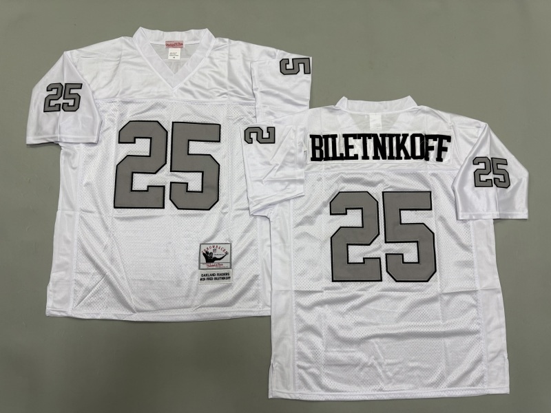 Men 2025 Nike Oakland Raiders #25 Biletnikoff white Throwback Limited NFL Jersey style 002